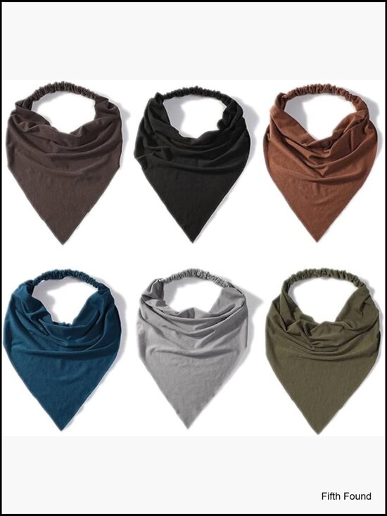 6 Pack Elastic Hair Scarf Headbands, Non-Slip Boho Triangle Kerchief with Clips main image 5